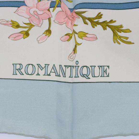 HERMES Carre 90 ROMANTIQUE Scarf Silk Blue Auth am5236 - Picture 12 of 16